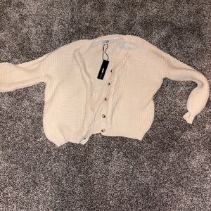 Fashion Nova Cream Button-Up Cardigan